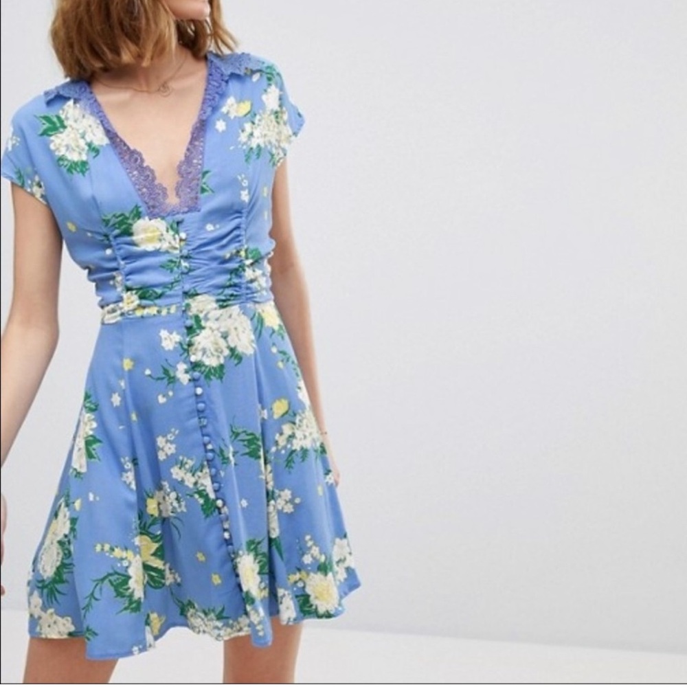 FREE PEOPLE ALORA FLORAL MINI DRESS